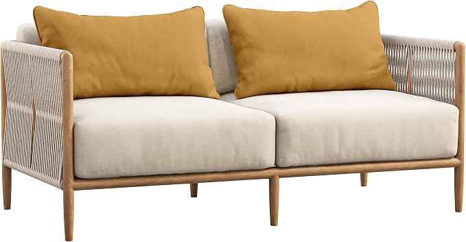 Indoor/Outdoor Polyester Fabric Lumbar Pillow Cover, All-Weather Waterproof Rectangular Cushion Case for Patio Furniture, 16 x 24 Set of 2 -Beige