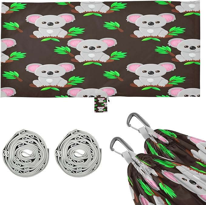 Hammocks for Outside Cartoon Koalas Camping Hammock Portable Hammocks with Tree Straps and Carry Bag Camping Accessories for Hiking Beach Outdoor