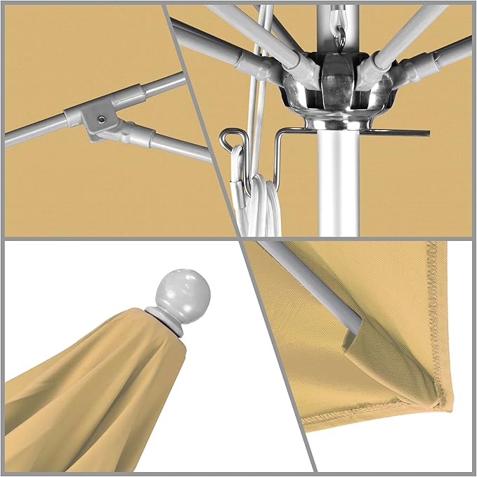 California Umbrella 11' Rd. Venture Series Contract Grade Patio Umbrella, Pulley Open, Silver Finish, Sunbrella Wheat