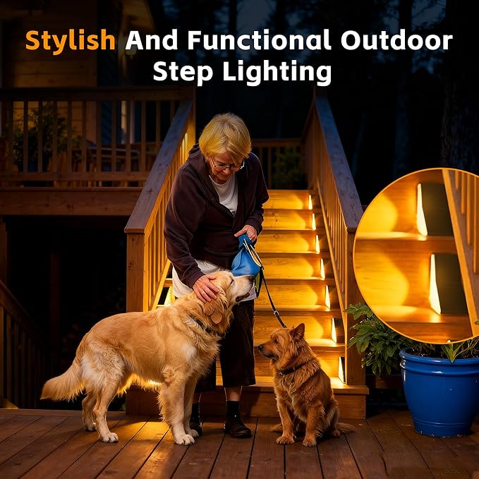 Solar Stair Lights Outdoor, Waterproof IP65 Solar Outdoor Lighting, 1200mAh,19 LED,Outdoor Step Lights,for Garden Stairs, Decks, Front Steps Porch and Terrace,3000k Decorative Art(8Pack)