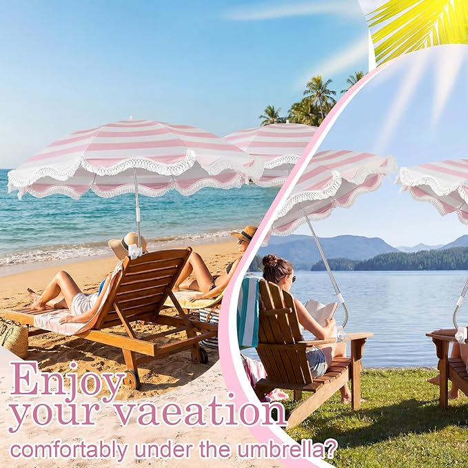 Abbylike 2 Pcs Scalloped Chair Umbrella with Universal Adjustable Clamp 38'' Portable Wheelchair Umbrella UPF 50+ Camping Chair Parasol with Bag for Outdoor Patio Lawn