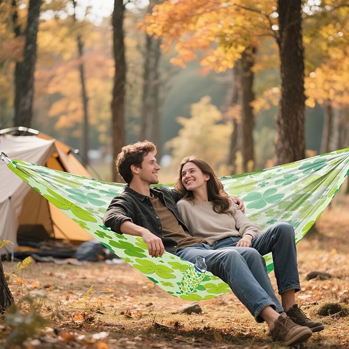 Hammocks for Outside Four-Leaf Clovers Camping Hammock Portable Hammocks with Tree Straps and Carry Bag Camping Accessories for Hiking Beach Outdoor