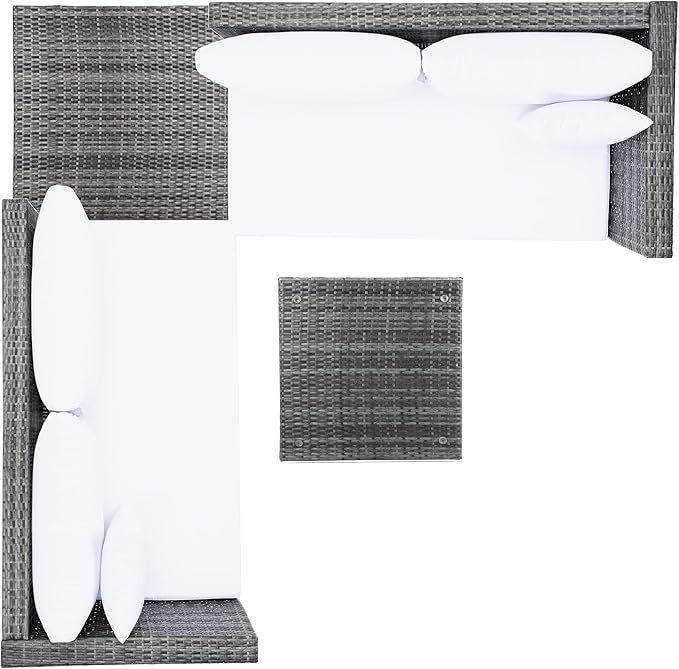 SAFAVIEH Outdoor Collection Helga Grey Brown/White Wicker Conversation Patio Set