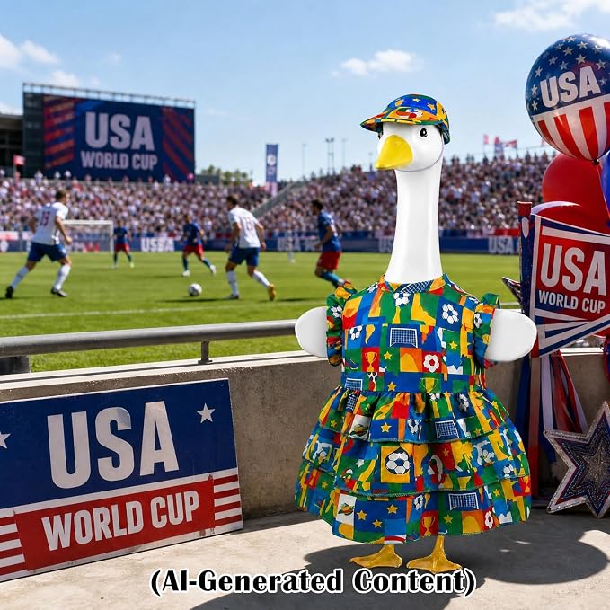 World Cup Porch Goose Outfits, Soccer Fan Clothes Fits 17-23 In Statue | Sports Game Day Goose Outfit Set with Hat for Outdoor Garden Lawn Patio Yard