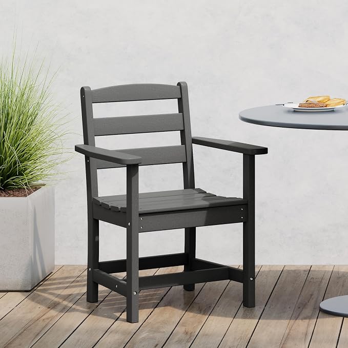 WestinTrends Ashore Outdoor HDPE Patio Classic Dining Arm Chair, Gray