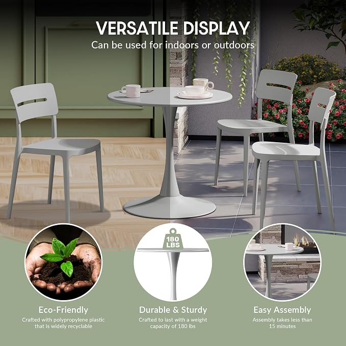 WestinTrends Playa 31.5" Round Outdoor Indoor Metal Cocktail Dining Table, Gray