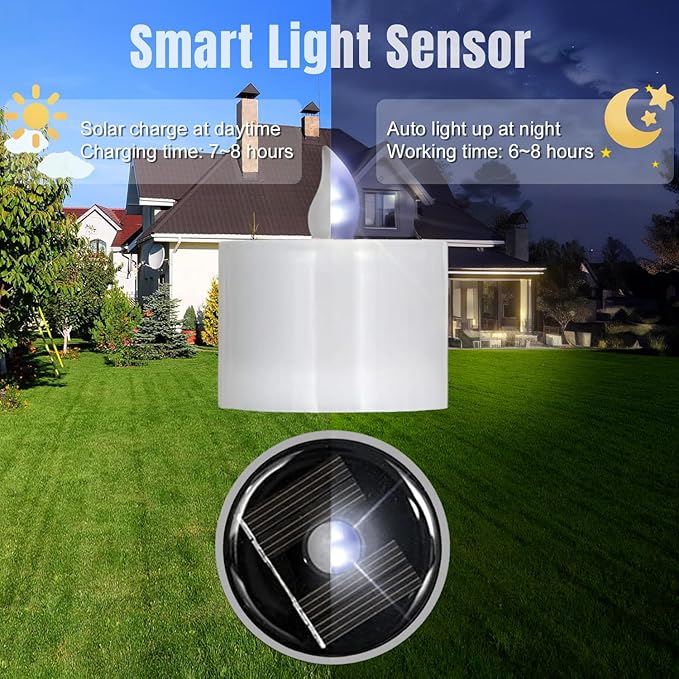 6 Pack Cool White Solar Powered Flameless Tealights, Rechargeable Outdoor Waterproof LED Flickering Electric Solar Tea Light Candles Flicker Fake LED Votive Candle Bulk for Outside Decorations