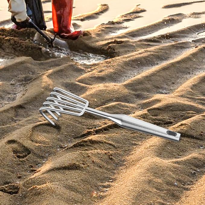 Hand Rake Stainless Steel Heavy Duty Garden Rake Weeding Tool Ergonomic Claw Rake Soil Tiller Portable Planting Rake Suitable for Flower Beds Yard Wor , 5 Tine