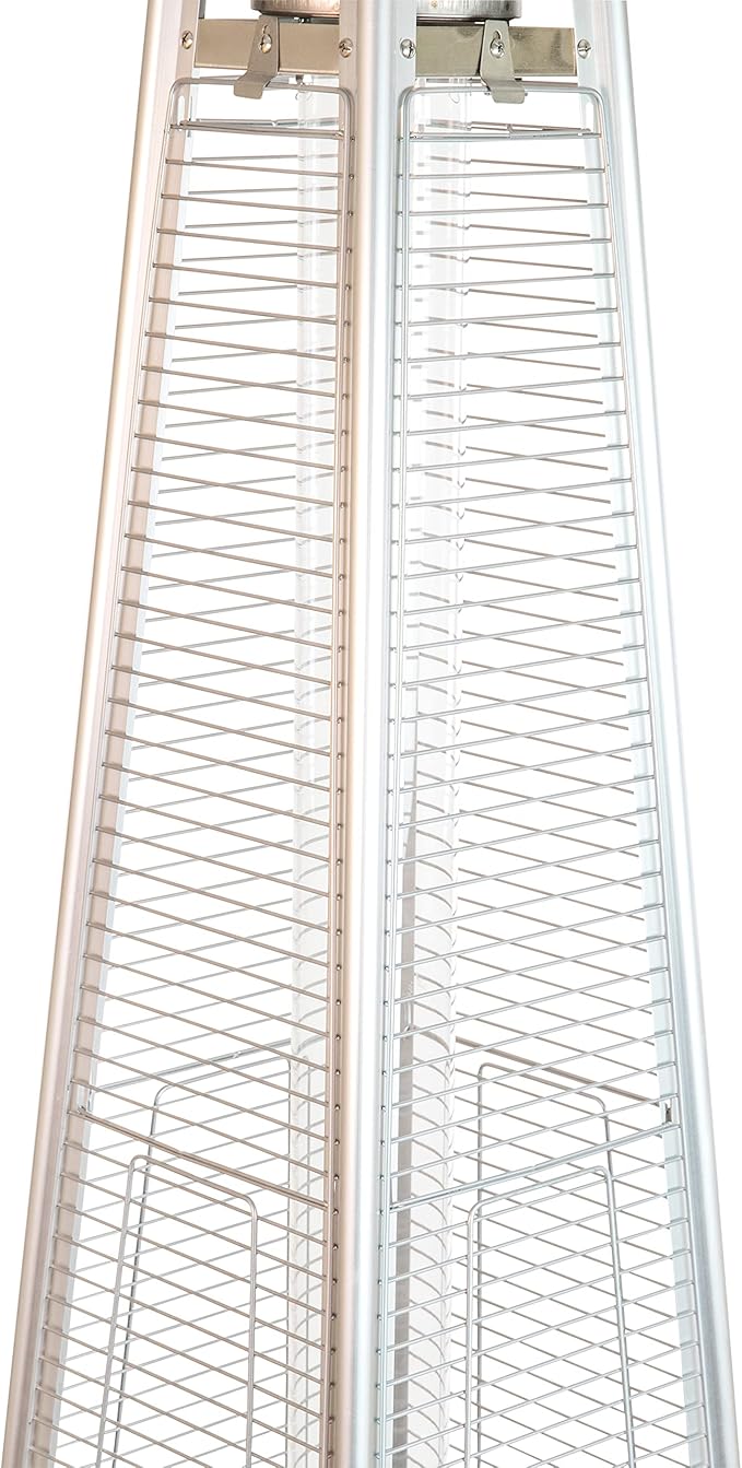 Flash Furniture Outdoor Patio Heater with Wheels - Silver - 42,000 BTU - 7.5 Feet Tall - Stainless Steel - For Residential and Commercial Use