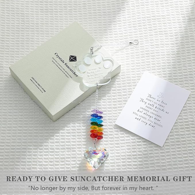 Dog Memorial Gifts, K9 Dog Memorial Crystal Suncatcher, Pet Loss Gift, Pet Sympathy Remembrance Bereavement Gifts (Color-Pet Paw)