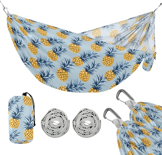Camping Hammock Outdoor Hammocks for Outside Pineapple Beach Trees Portable Lightweight with Pockets Tree Straps Indoor