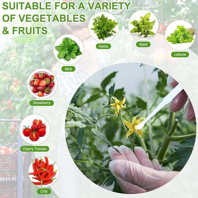 M METERXITY 200-Pack Pollinator Brush, 0.08inch/2mm Plastic Vegetable Pollinator Pen Manual Pollination Tool for Gardening/Greenhouse/Hydroponic Plants/Flowers [White]