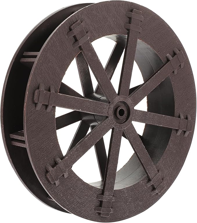 VOSAREA Fountain Water Wheel Decor Tabletop Wood Water Wheel Fountain Feng Shui Sculpture for Fish Tank Bonsai Micro Landscape Layout Decor (5.31X5.31inch)