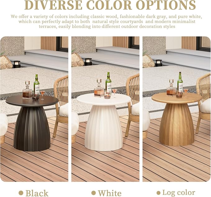 Round Metal Outdoor Patio Side Table, Steel Outdoor Accent Table, Black Small Patio End Table, for Garden, Pool, Yard, Balcony, Living Room, Deck, Weather Resistant, No Assembly
