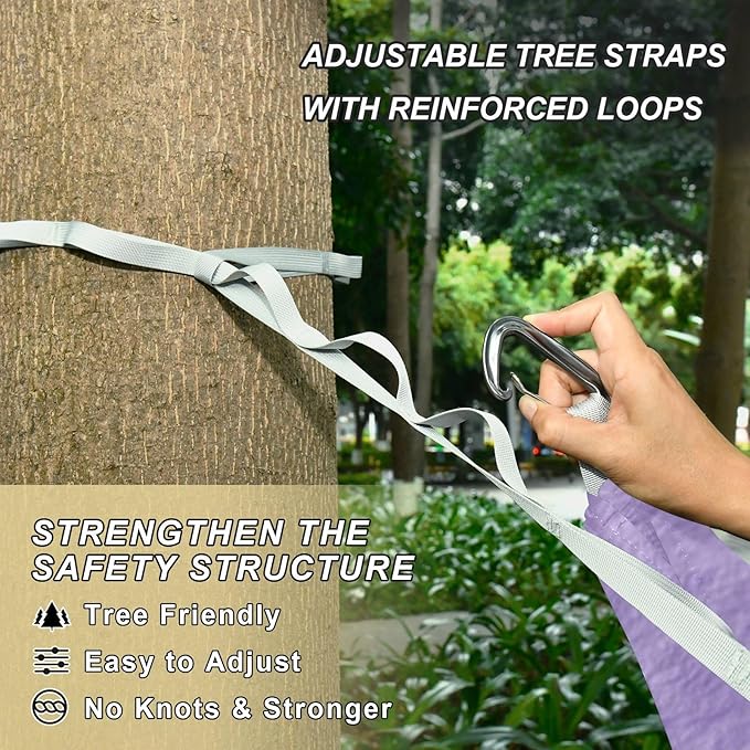 Purple Solid Color 330lb Capacity Outdoor Hammocks with Hanging Rope Cloth Hammock for Outside Patio Garden accesorios para campamento
