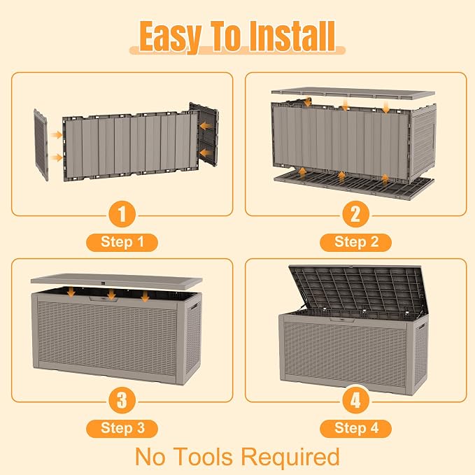 Outdoor Storage Box-160 Gallon Resin Deck Box,Waterproof & UV Resistant Lockable Package Delivery Bin,Toy Cabinet for Indoor & Outdoor