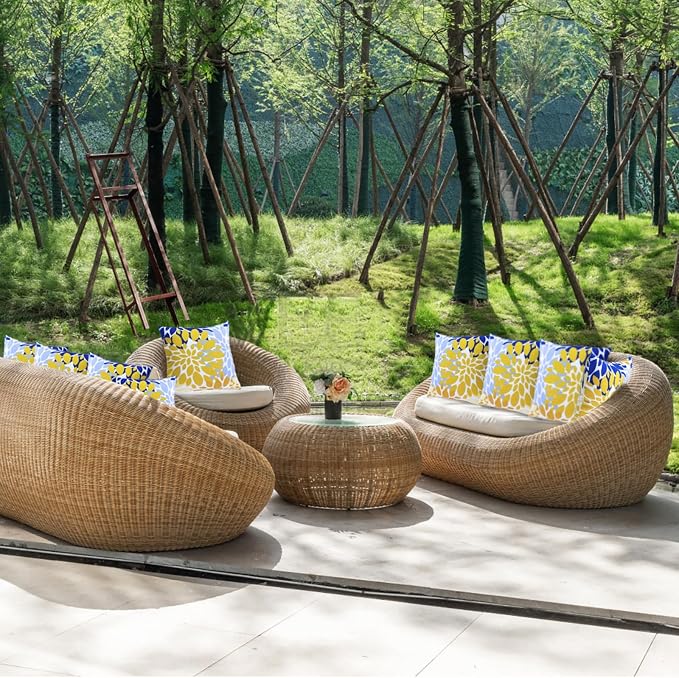 JMGBird Yellow Outdoor Pillows Waterproof Outdoor Pillow Covers with Inserts