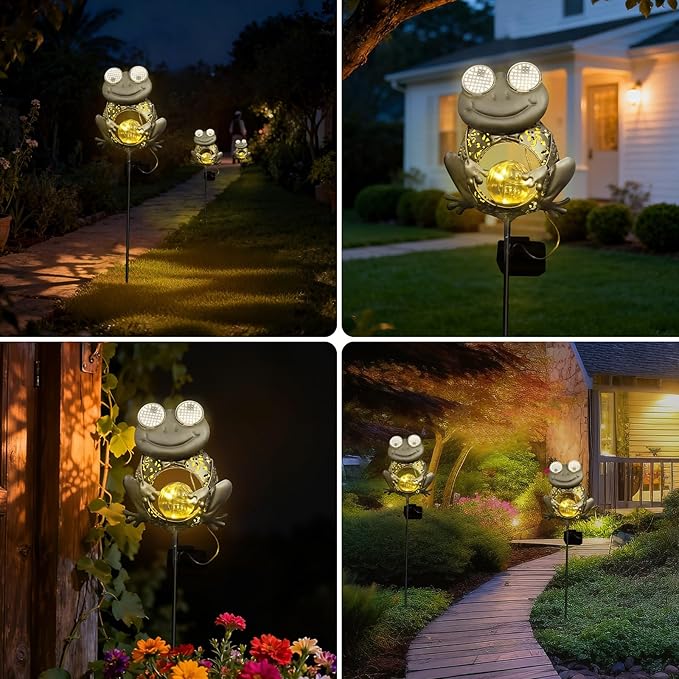 SRNPMIU Solar Lights Outdoor Decor, Solar Frog Yard Decorations Outdoor, Garden Decorative, IP65 Waterproof, Gifts for Women Mom, for Yard Patio Lawn Pathway Landscape