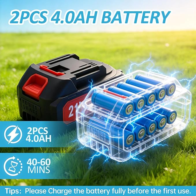 Cordless Weed Wacker Battery Powered, 4-in-1 Battery Powered Weed Eater and Edger with 21V 2.0Ah Battery, Charger, Foldable Electric String Trimmer for Lawn, Garden and Yard