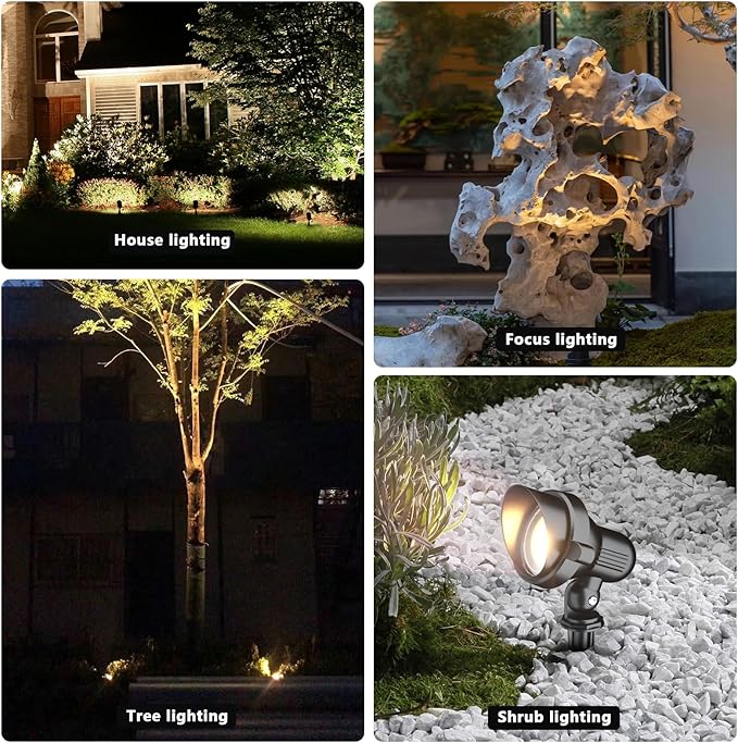 Landscape Lights Outdoor 12v: 10W MR16 Low Voltage LED Landscape Lights 12-24V 3000K Warm White - Front Door Walkway Small Yard Lighting for homeowners - 2 Pack