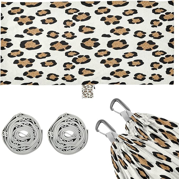 Hammocks for Outside Leopard Pattern Camping Hammock Portable Hammocks with Tree Straps and Carry Bag Camping Accessories for Hiking Beach Outdoor