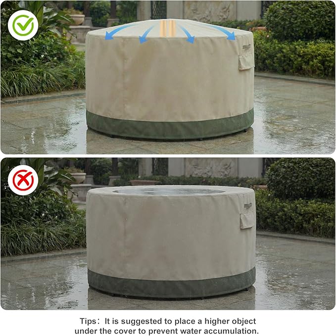 BPS Waterproof Patio Table and Chairs Cover, 600D Anti-UV Outdoor Dining Furniture Set Cover with Air Vent and Storage for Patio Round Sectional Set, 120''Dia x 32''H