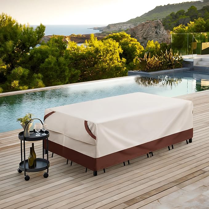 Patio Furniture Set Covers Waterproof, Outdoor Table and Chair Covers Rectangular, Fits up to 108"L x 82"W x 28"H