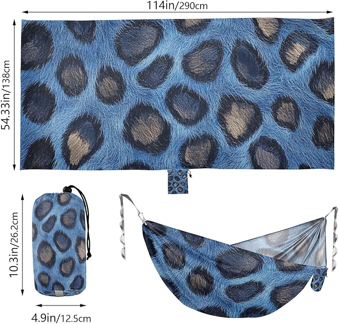 Blue Leopard Skin Texture 330lb Capacity Outdoor Hammocks Cloth Hammock for Outside Beach Patio Garden sillas para acampar