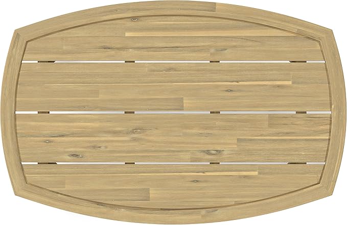 SIMPLIHOME Parkside SOLID ACACIA WOOD 70 inch Wide Rectangle Contemporary 4 Piece Outdoor Conversation Set in Natural for the Living Room