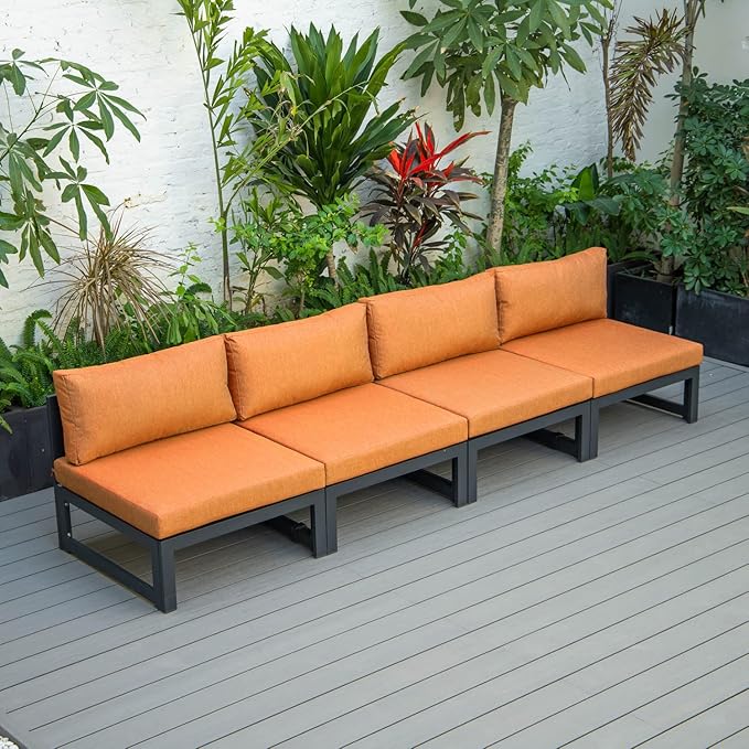 Maykoosh Patio Conversation Set 4 Piece Outdoor Chairs with Cushions - Modern Aluminum Furniture
