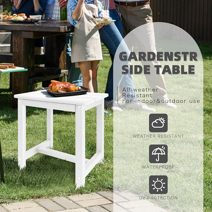 GARDENSTAR Adirondack Square Side Table,one-Tier Outdoor end Table, Patio Side Table for Pool,Porch,Backyard,Relaxing Companion