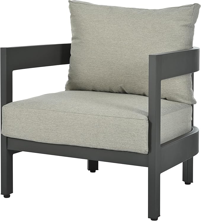 Merax Patio Conversation Set, Outdoor Seating Set with Thick Cushions for Ultimate Comfort, Perfect for Lawns/Patios/Poolside, Light Gray