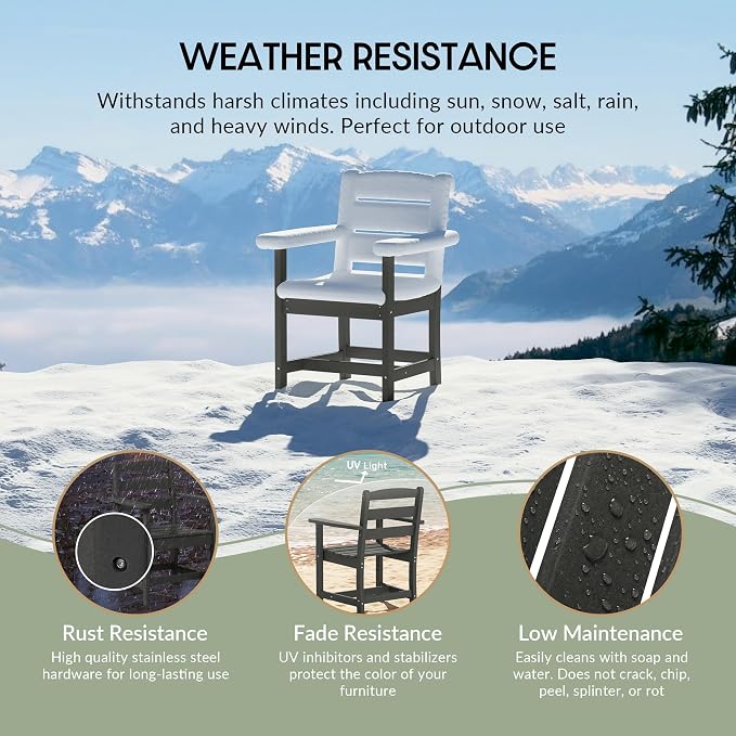 WestinTrends Ashore Outdoor HDPE Patio Classic Dining Arm Chair, Gray