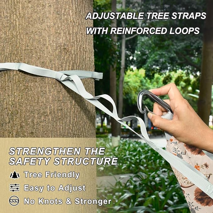 Camping Hammock Outdoor Hammocks for Outside Bison Cattle Red Flower Beach Trees Portable Lightweight with Pockets Tree Straps Indoor
