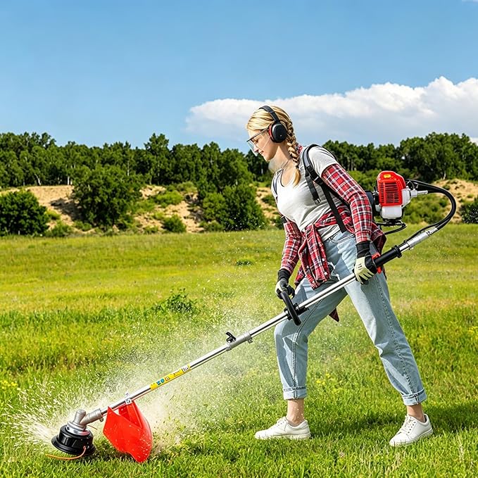 52cc 4-in-1 Gas Powered Backpack Multi Tool, String Trimmer, Brush Cutter, Hedge Trimmer & Pole Saw, 2-Stroke 8500 RPM Gas Weed Wacker for Lawn, Yard, Garden Pruning & Landscaping