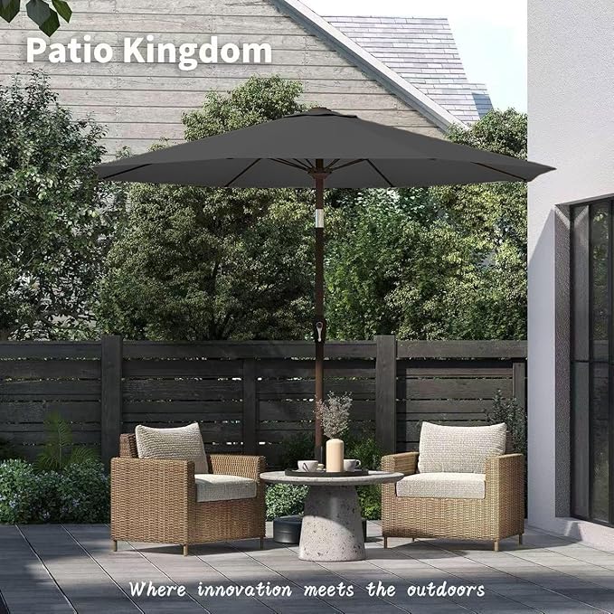 PatioKingdom 11FT Patio Umbrella,Outdoor Umbrella with Push Button Tilt and Crank,Market Table Umbrella with 8 Sturdy Fiberglass Ribs UV Protection