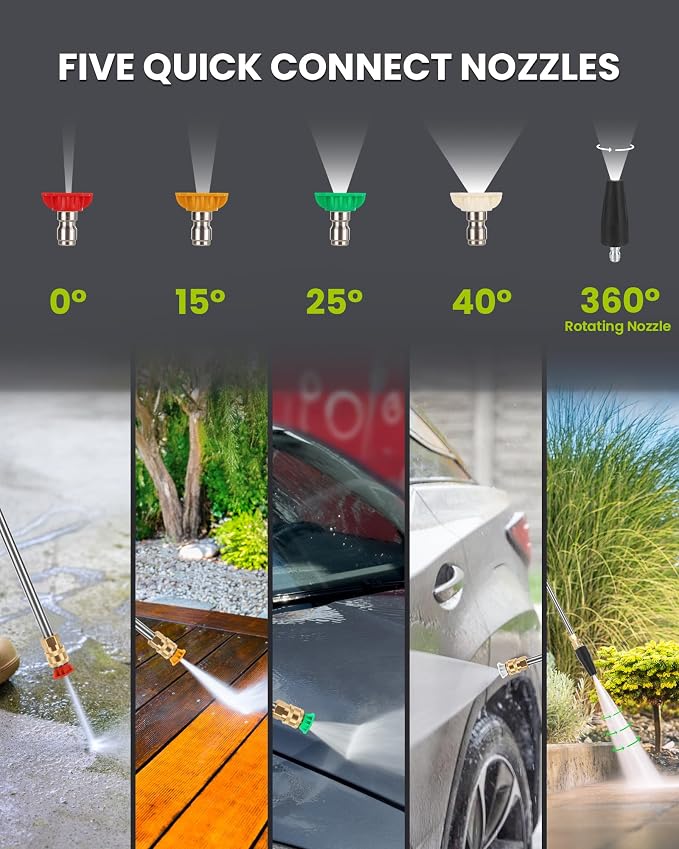 Wall Mounted 𝐌𝐀𝐗 𝟓𝟓𝟎𝟎𝐏𝐒𝐈 𝐏𝐫𝐞𝐬𝐬𝐮𝐫𝐞 𝐖𝐚𝐬𝐡𝐞𝐫,4 Nozzle Tips,5 Levers 3.6GPM Power Washer,100FT Hose,Automatic Rewind,5 Nozzles for Car Clean Machine/Car/Driveway/Patio Clean,Black