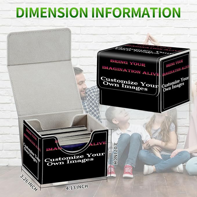 Card Deck Box for MTG, Cards Storage Box Fits 120+ Sleeved, Leather Small Size Strong Magnetic Closing Card Case for Board Games Magic TCG CCG Baseball Collection, Custom