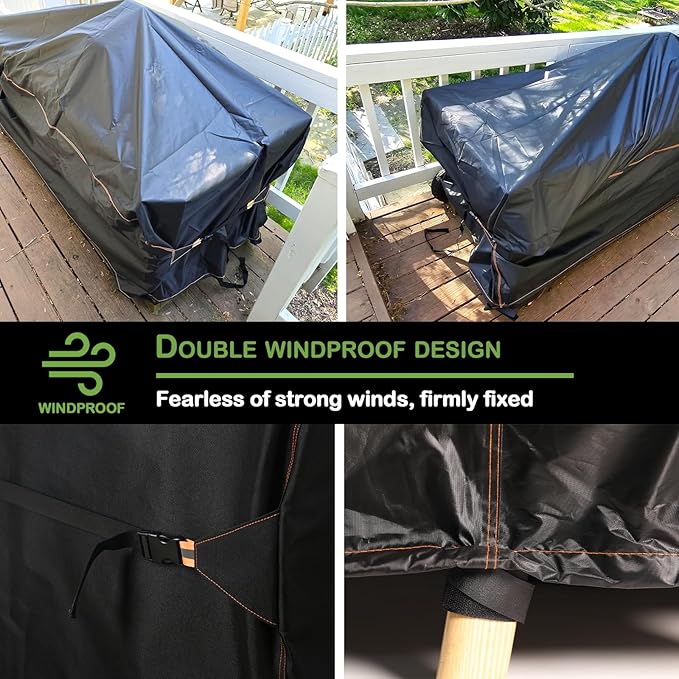 Waterproof Outdoor Sofa Cover 420D Oxford Fabric Patio Loveseat Cover with Windproof Straps Dustproof Protection for Furniture 87x30x35 inch Fits Most Outdoor Loveseats
