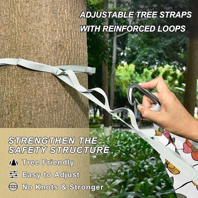 Camping Hammock Outdoor Hammocks for Outside Flower 2 Beach Trees Portable Lightweight with Pockets Tree Straps Indoor Small