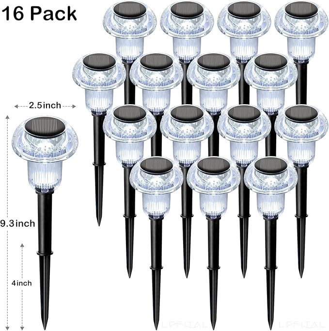 Solar Pathway Lights Outdoor 16 Pack Solar Mushroom Lights Outdoor Outside LED Lighting Stake Waterproof for Path, Lawn, Garden,Driveway, Landscape,Backyard,Courtyard(Warm White)