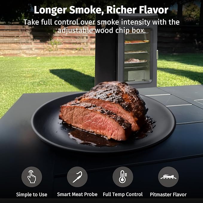 EAST OAK 30" Electric Smoker for Outdoors | Built-in Meat Probe & Clear Viewing Window | Side Chip Loader for 6x Longer Uninterrupted Smoking | 725 sq in Cooking Area for Bigger Batches, Night Blue