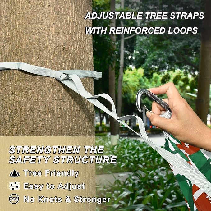 Camping Hammock Outdoor Hammocks for Outside Football Stripes Beach Trees Portable Lightweight with Pockets Tree Straps Indoor