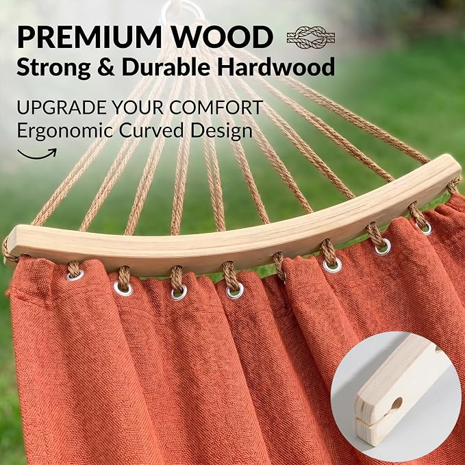 2 PCS Detachable Hammock Spreader Bars, Durable Wooden Crossbars for Hanging Hammocks, Sturdy and Lightweight Replacement Accessories Bars for Patio, Camping, Backyard and Porch
