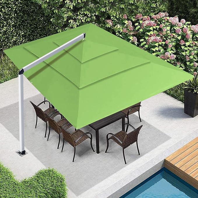 EliteShade USA Atlas 3-Tier 10x13FT Full Aluminum Cantilever Patio Umbrella for Outdoor Restaurant Garden Courtyard Deck Pool and Marketing with Light (No battery), Macaw Green