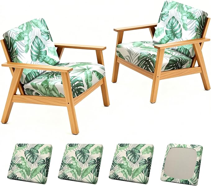 BIETYONE 4Pcs Patio Stretch Cushion Covers,Outdoor Sofa Replacement Cover Slipcovers for Patio Furniture Cushion Covers, Washable Reusable Furniture Protector