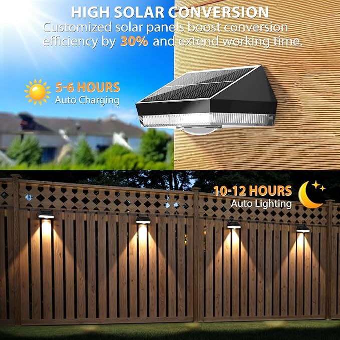 Solar Fence Lights,Warm White & Cool White & RGB 7Colors ＆ Color Changing Mode IP65 Waterproof Solar Lights Outdoor, Solar Deck Lights for Outside/Patio/Backyard/Wall/Pool/Fence/Railing/Step(12Pack)