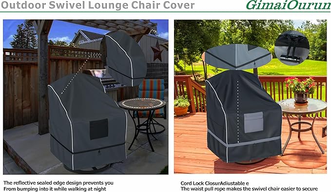 Outdoor Swivel Recliner Cover, Waterproof Heavy Duty Outdoor Lawn Patio Furniture Rocking Chair Covers, (29 W x 31 D x 38.5 H Inches) 4 Pack, Black