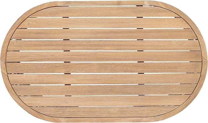 Christopher Knight Home Buekaz Outdoor Acacia Wood Coffee Table with Woven Rope Accents, Outdoor Patio Slatted Oval Centerpiece, Boho Chic Garden Sofa Side Accent Table for Modern Decor, Light Teak