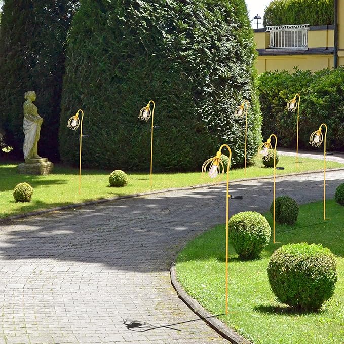 Solar Lights Outdoor Decorative Solar Wire Metal Flower Yard Stake Decorative Path Light for Walkway Pathway Lawn Patio Yard Decorations Yellow 2 Pack